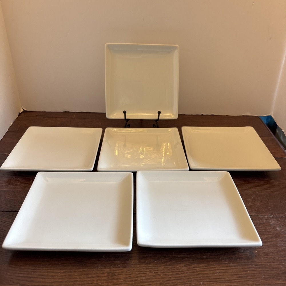 Square 6" Porcelain Appetizer Salad‎ Plates Set of 6 Microwave &Dishwasher Safe
